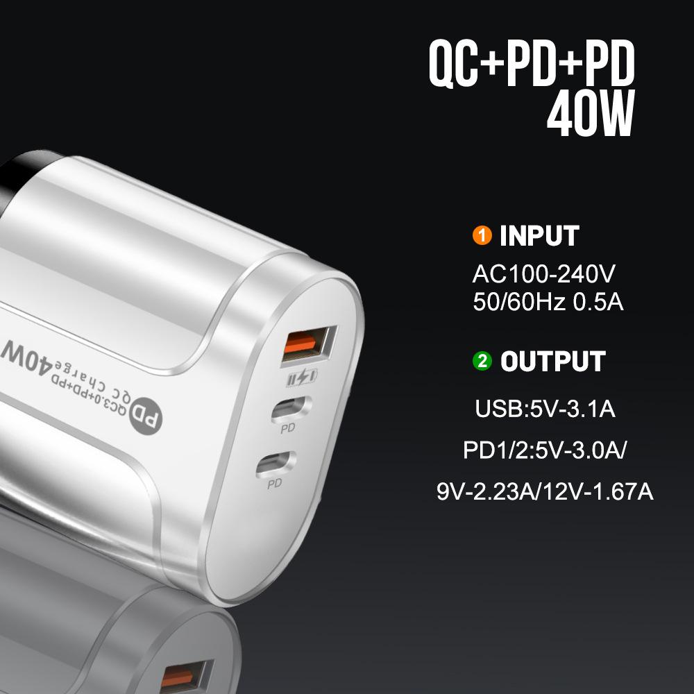 Universal Charger: Compatible with US, EU, UK, AU Specifications, Original 1U+2PD Power Adapter