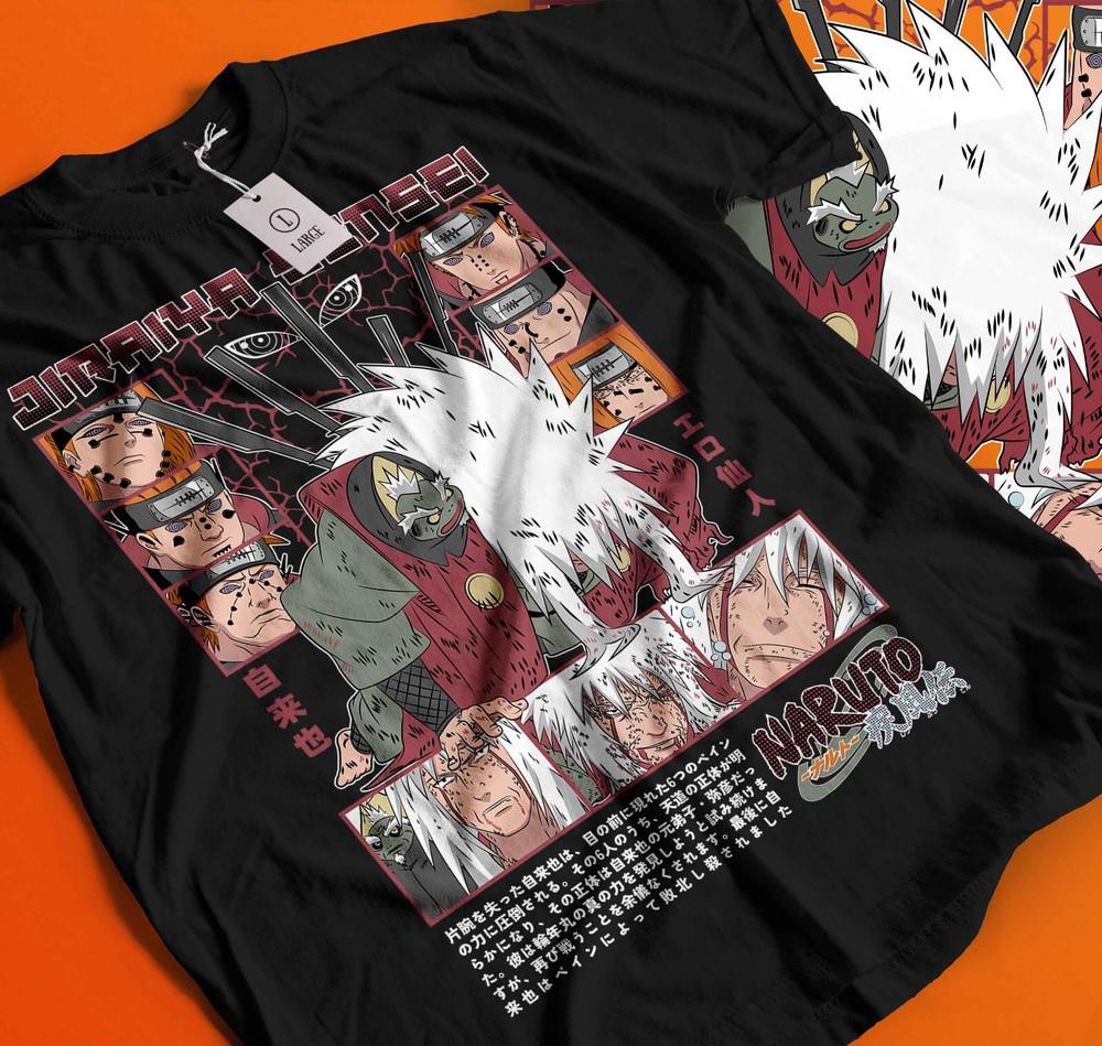 

Jiraiya T-Shirt Naruto Rasengan Itachi Uchiha Horror Anime Black Shirt Gift 312 3XL