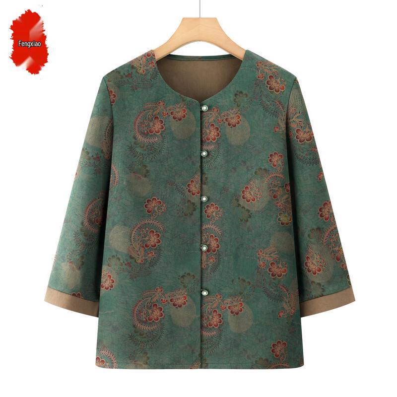 Women's Chinese Style Floral Half-Sleeve Cardigan Top