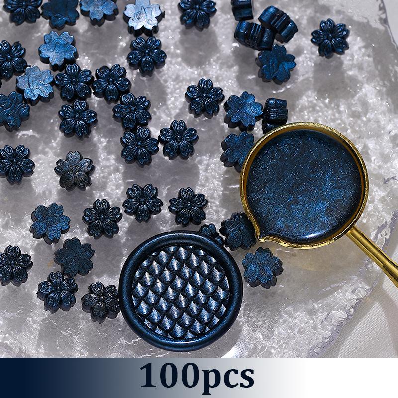 100pcs Aurora Cherry Blossom Fiery Lacquer Wax Pellets, Fiery Lacquer Stamp Sealing Wax Aurora Polarized Gold Sealing Wax
