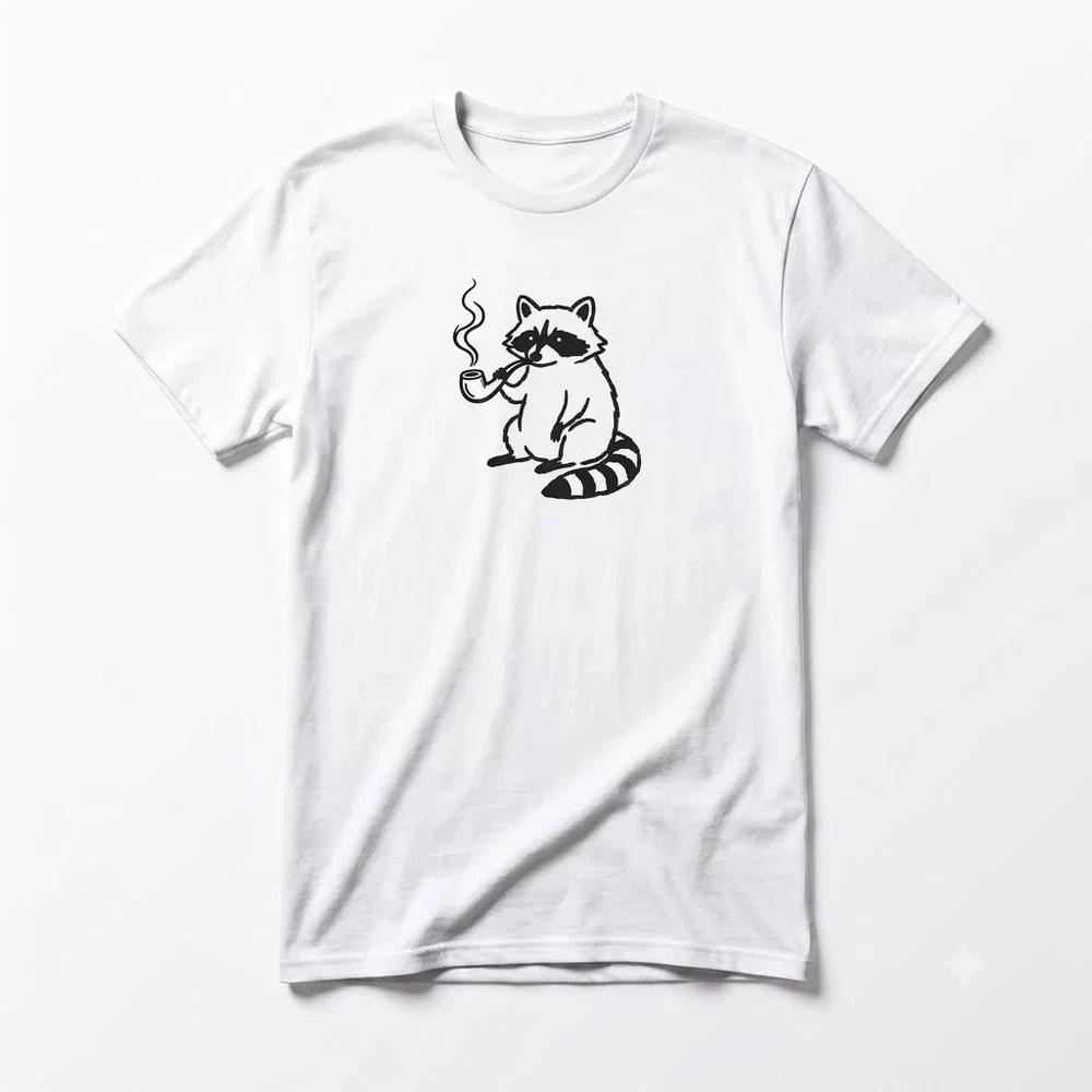 Cute Smoking Raccoon Funny Racoon Gift For Friends White TShirt S