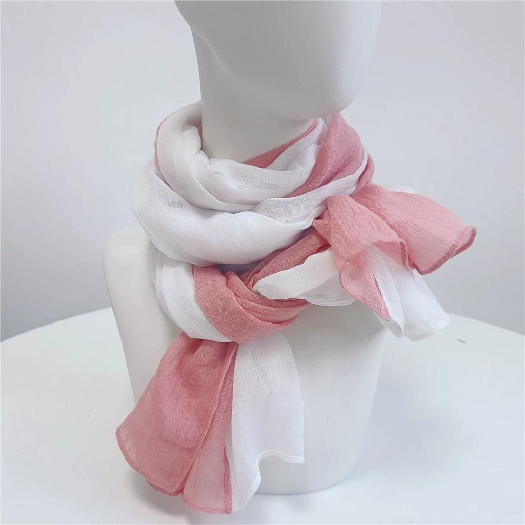 Korea Design New Spliced Scarf Long Two-Tone Cotton Warm Contrast Color Shawl Women's Scarves 75*190cm
