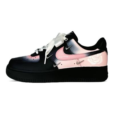 Nike Air Force 1 Protiskluzové Odolné proti oděru Nízké Skateboardové Boty Dámské Černé Růžové Stříbrné HQ1180-001(Tým74-)