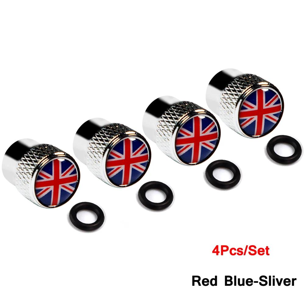 4Pcs/Set UK Tire Valve Caps Universal Fits All Cars Trucks SUV Bike Bicycle Motorcycle Car Aluminum Alloy Tyre Valve Dust Covers серебряный/красный