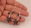 Solid 925 Sterling Silver Garnet Gemstone Handmade Boho Designer Lond Dangle Earring Jewelry Gift For her