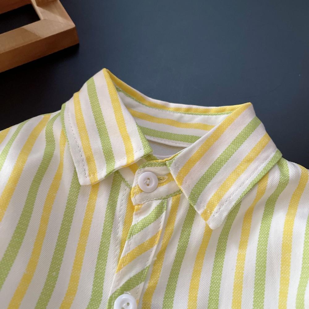 Jungen Gestreiften Langarm-shirt Casual T-shirt 2024 Frühling Herbst Dünne Mode Kinder Baumwolle Tasten Top