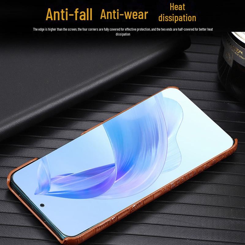 Husă spate jumătate acoperire din piele naturală cu model burtă de crocodil pentru Honor X30 & X30i