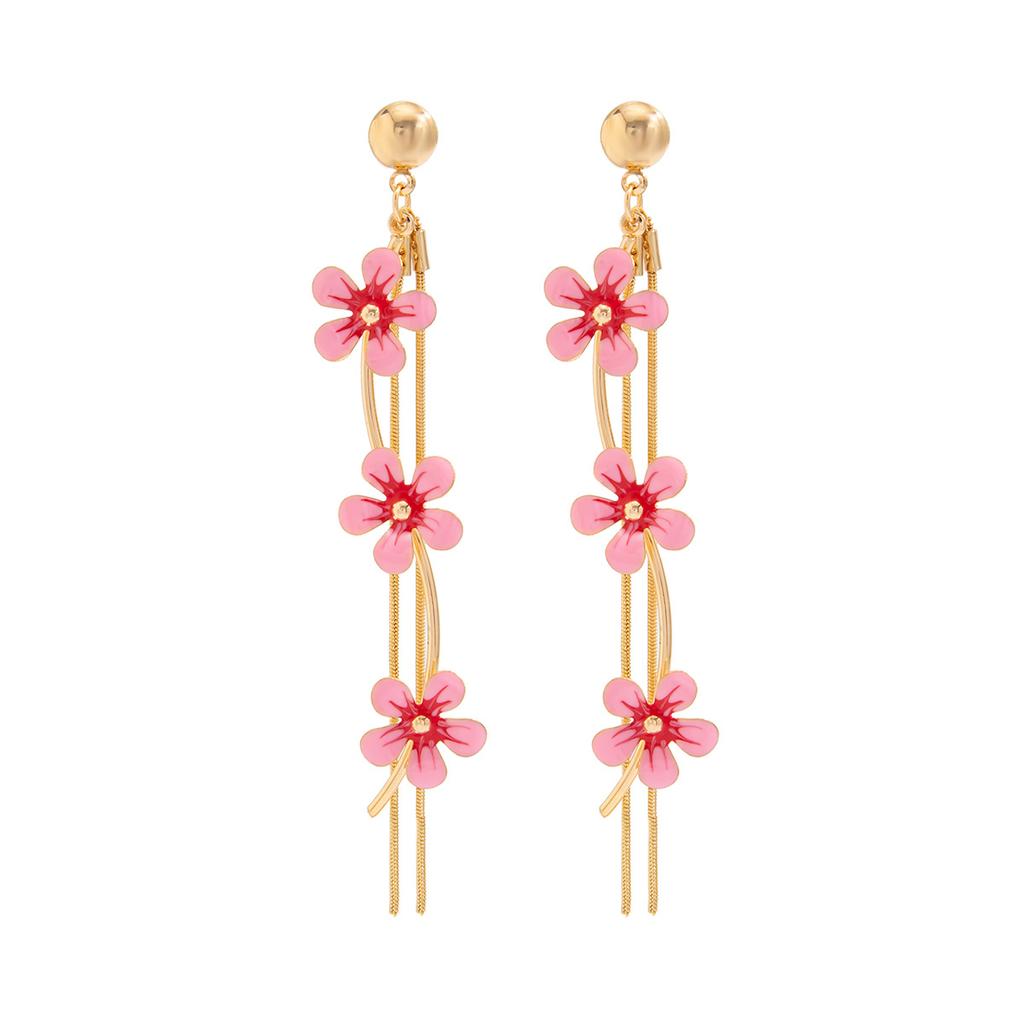 Pastoral Creative Colorful Flower Tassel Earrings, Fashion Minimalist Line Ear Studs For Women