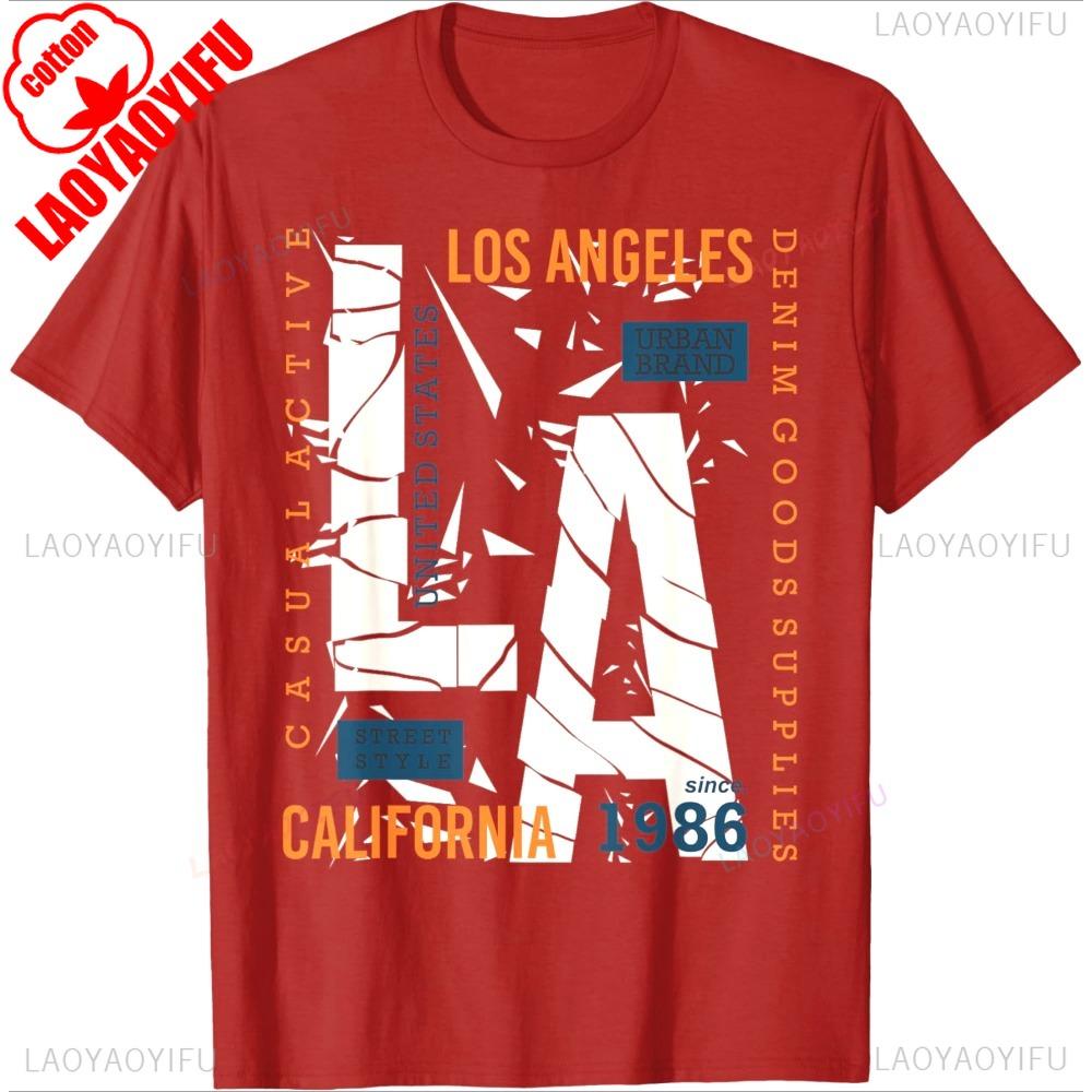 Los Angeles California TShirt Creative Design LA Street Fashion Novel Tshirt Men Women Summer Casual Crewneck Cotton Tee Tops