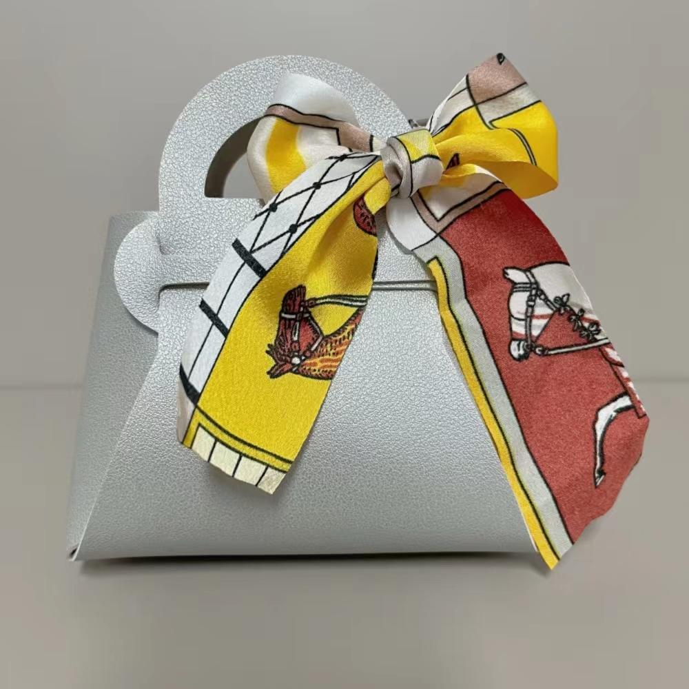 10/20PCS Leather Gift Bags Bow Ribbon Packaging Bag Wedding Favour Distributions Bags Christmas Candy Packaging Box Mini Handbag