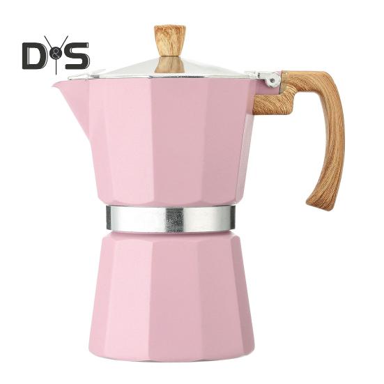 

Кавоварка Moka Pot Espresso, яку легко мити, плита, перколятор для кави, алюмінієва кубинська кавоварка італійського дизайну для насиченого смаку 300ML рожевий