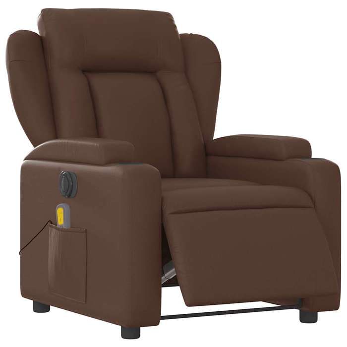 VidaXL Electric Reclining Massage Chair Brown Faux Leather 3204539
