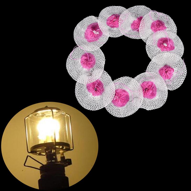 10Pcs Mesh Camping Lantern Mantles Lamp Mantle Paraffin Lamp Gas Lamp Cover