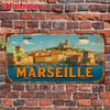 D Flat Pc Vintage Metal Plaque for Decorative Use Only Outdoor Sign  Wall Decor Marseille Aluminum Sign Home Decoration