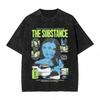 Men T Shirt The Substance Horror Movie Washed T Shirts Novelty Summer Tees Y2K Fun Print Cotton Tops New Arrival