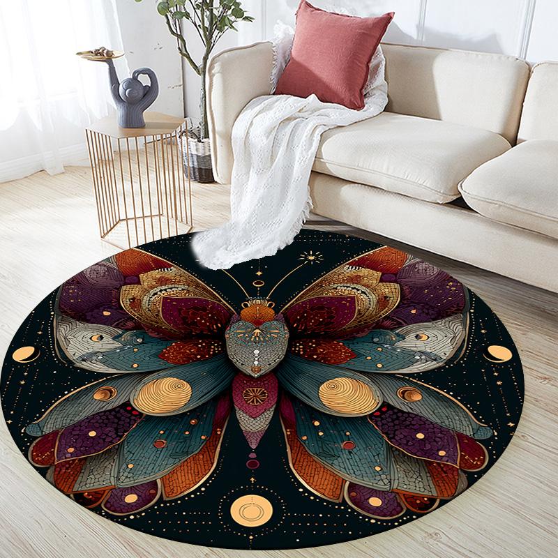 

Moon Butterfly,Round Area Rug,Carpet Rug for Living Room Bedroom Sofa Playroom Decor,Non-slip Floor Mat 80cmx80cm