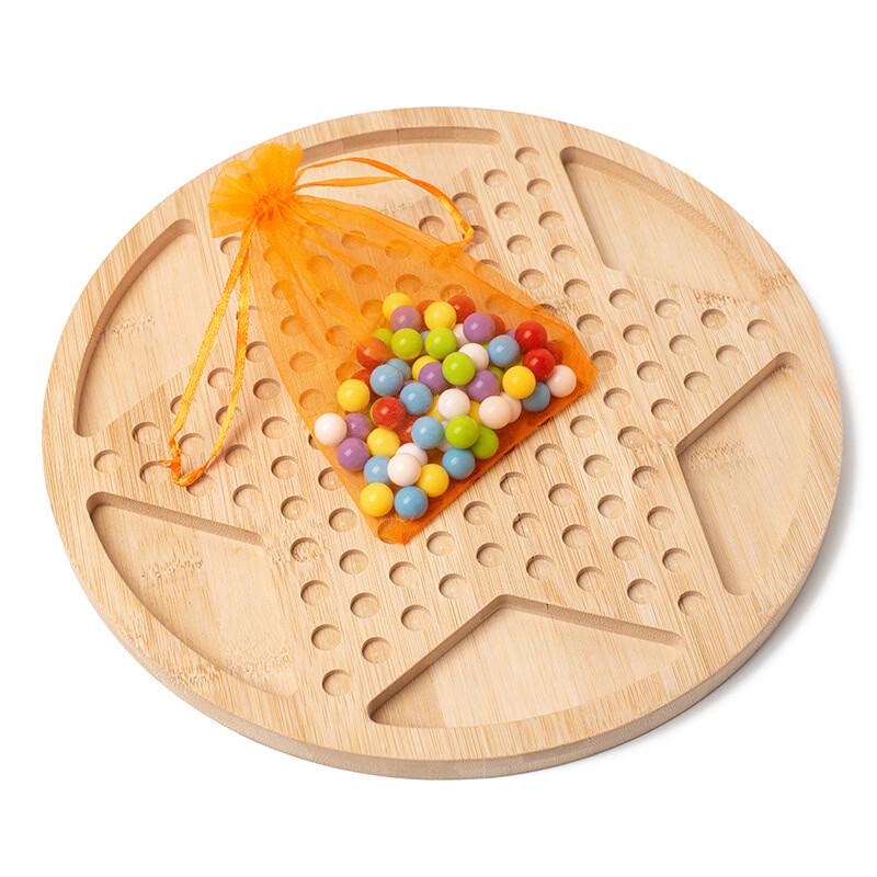 Large Bamboo Chinese Checkers Game Set