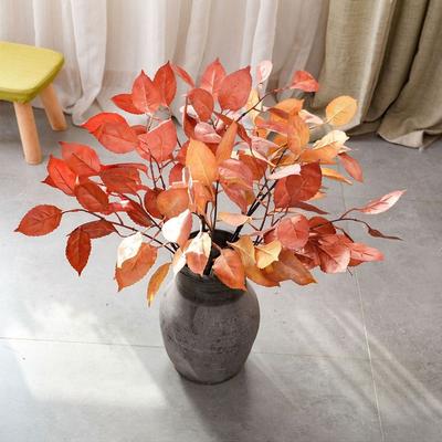 Lifelike Artificial Persimmon Leaves Handmade Realistic Simulated Flowers Luxury Fake Persimmon Leaves Outdoor Garden Decor