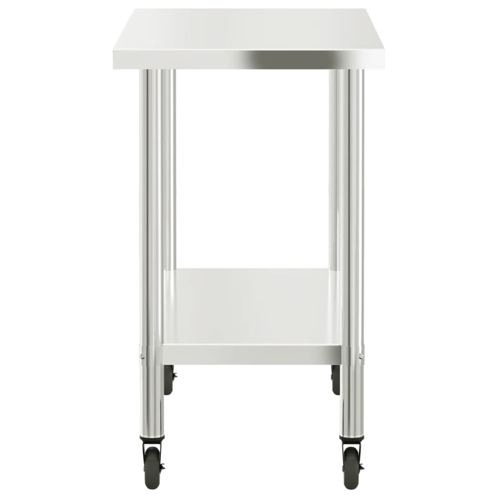 Vidaxl Kitchen Work Table On Wheels, 110X55X85 Cm, Stainless Steel
