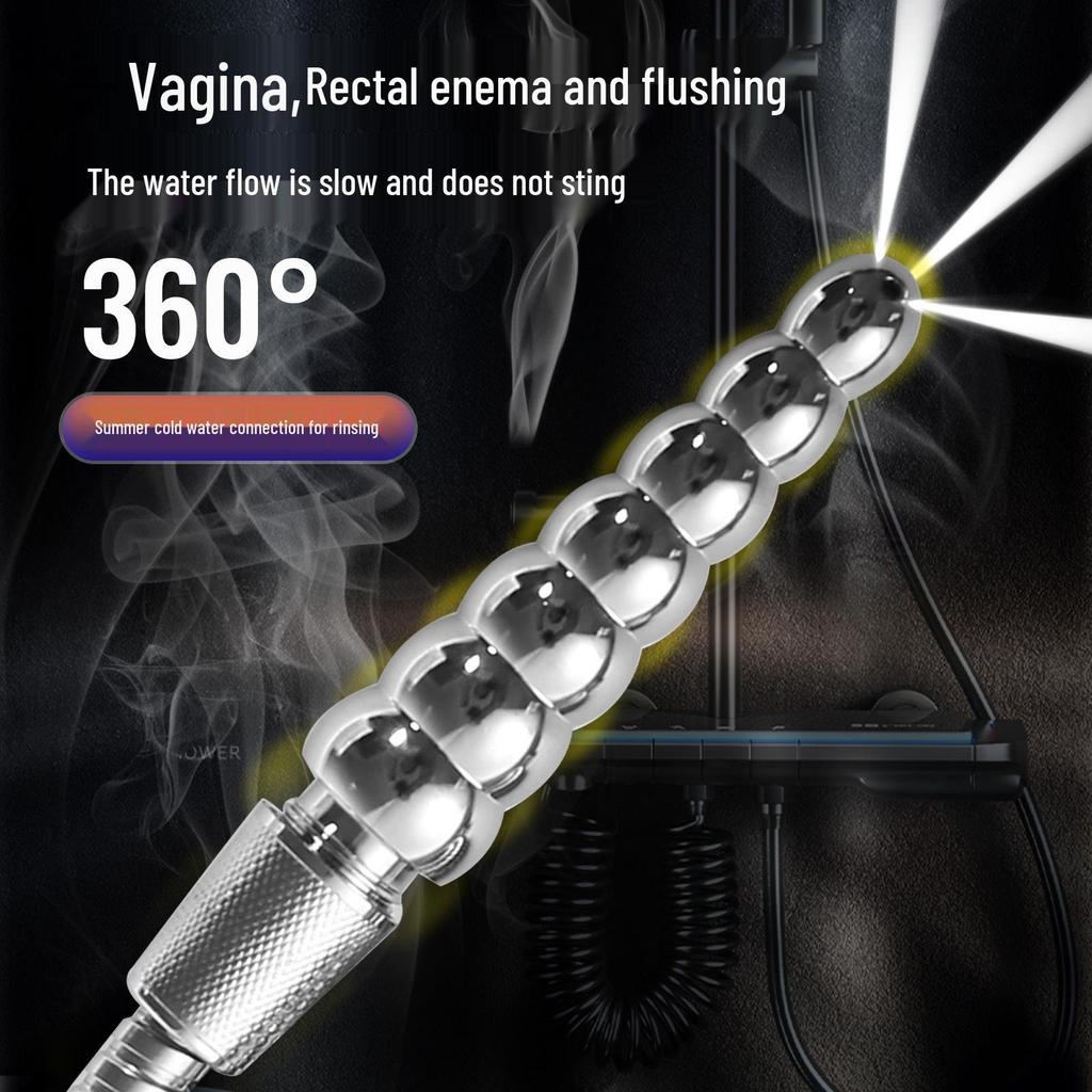 7-Bead Metal Anal & Vaginal Enema Device, G-Spot Cleanser & Masturbation Tool