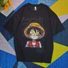 Japanese Pirate King Luffy Pure Cotton Printed Fashionable Unisexs and Womens Tshirt Summer New Casual Loose Round Neck Tshirt