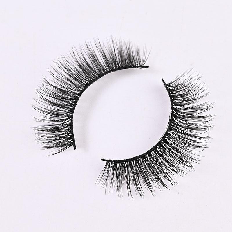 3D Dense Natural Curl False Eyelashes with Hard Stem for Double Eyelids
