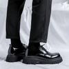 Fashion Casual Leather Shoes Man Men High Sole Platform Japan Harajuku Korean Streetwear Fashion Glossy Business Wedding Leather Shoes