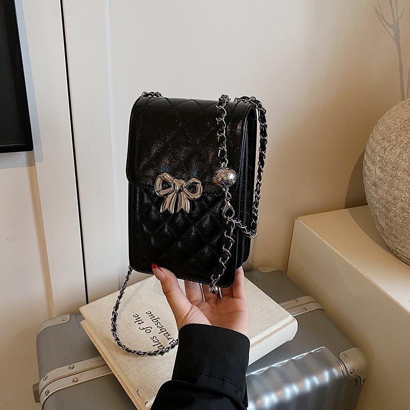 2025 summer new mini square bag women's chain mobile phone bag rhombus embroidery thread fashion shoulder bag messenger bag