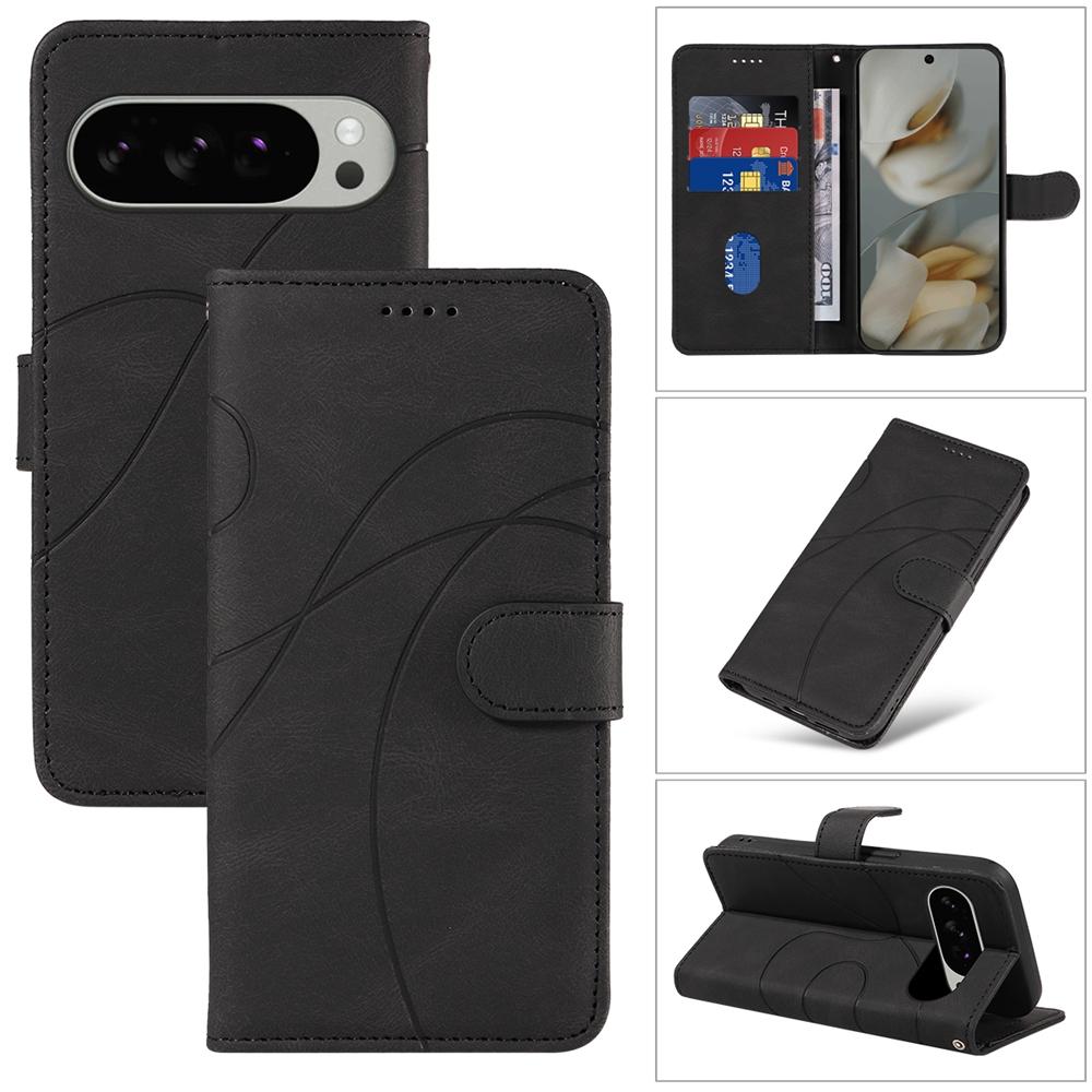 Magnetic Leather Wallet Case for Google Pixel 10 9 9A 8 8A 7 7A 6 6A Pro XL 5G Phone Flip Cover Kickstand Curve Line Shockproof