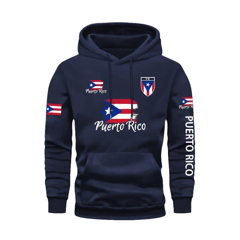 Men's Puerto Rico Flag Hoodie Casual Long Sleeve Sweatshirt Front Pocket Comfortable and Stylish for Fall/Winter