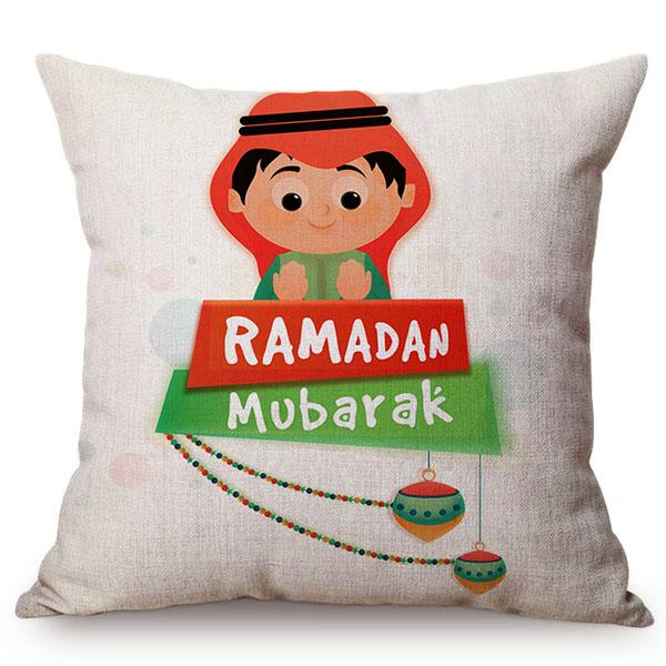 

Мусульманский ребенок празднует Ид Рамадан, необходимый декоративный чехол для подушки, детский чехол для подушки с мультяшным украшением для комнаты 45x45cm
