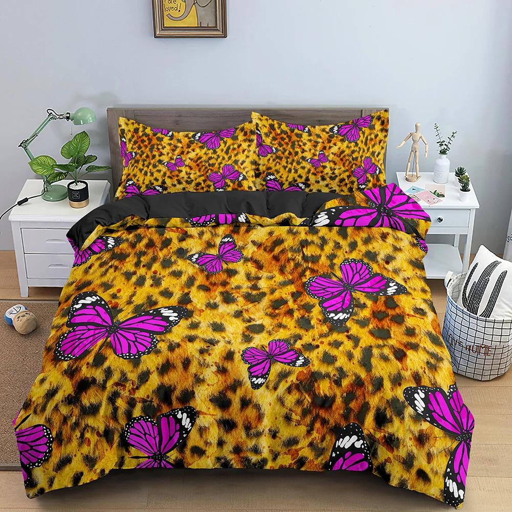 Leopard Pattern Duvet Cover Animals Print Cheetah For Kids Man And Woman Luxury Golden Wildlife Theme Decorations Bedroom Queen
