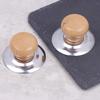 2*Universal Pot Lib Knobs Caps Wooden Heat-Resistant Cooking Pan Lid Covers Replacement Lifting Handle Kitchen Cookware Handgrip