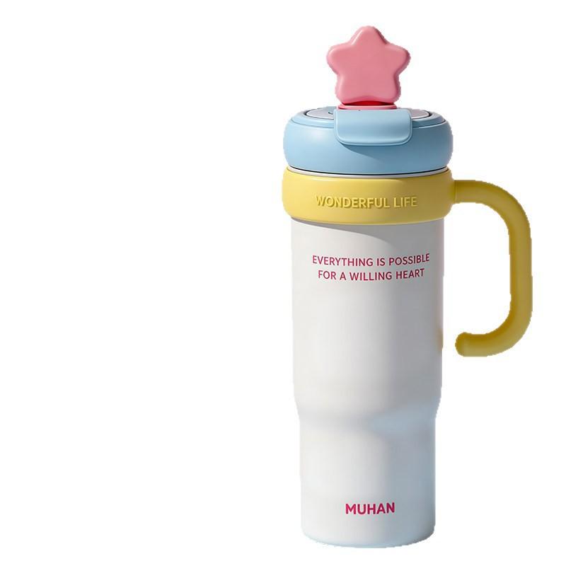 900ml Large Capacity Insulated Travel Tumbler With Handle Straw Lid Tea Infuser Car Office Gym
