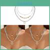 Shell Beaded Necklace Multilayer Heart Pearl Collar For Women Summer