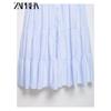 Zaprha 2025 New Holiday Stripes Sleeveless Waist Trimming Spaghetti Straps Casual Midi Skirt Dress 2587070