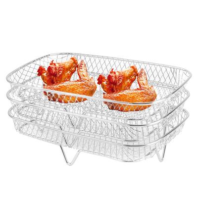 Rošt pro horkovzdušnou fritézu Grilovací rošt Nerezová ocel Trouba horkovzdušné fritézy Gril Parní hrnec Stohovatelný síťovaný grilovací koš pro domácí kuchyni