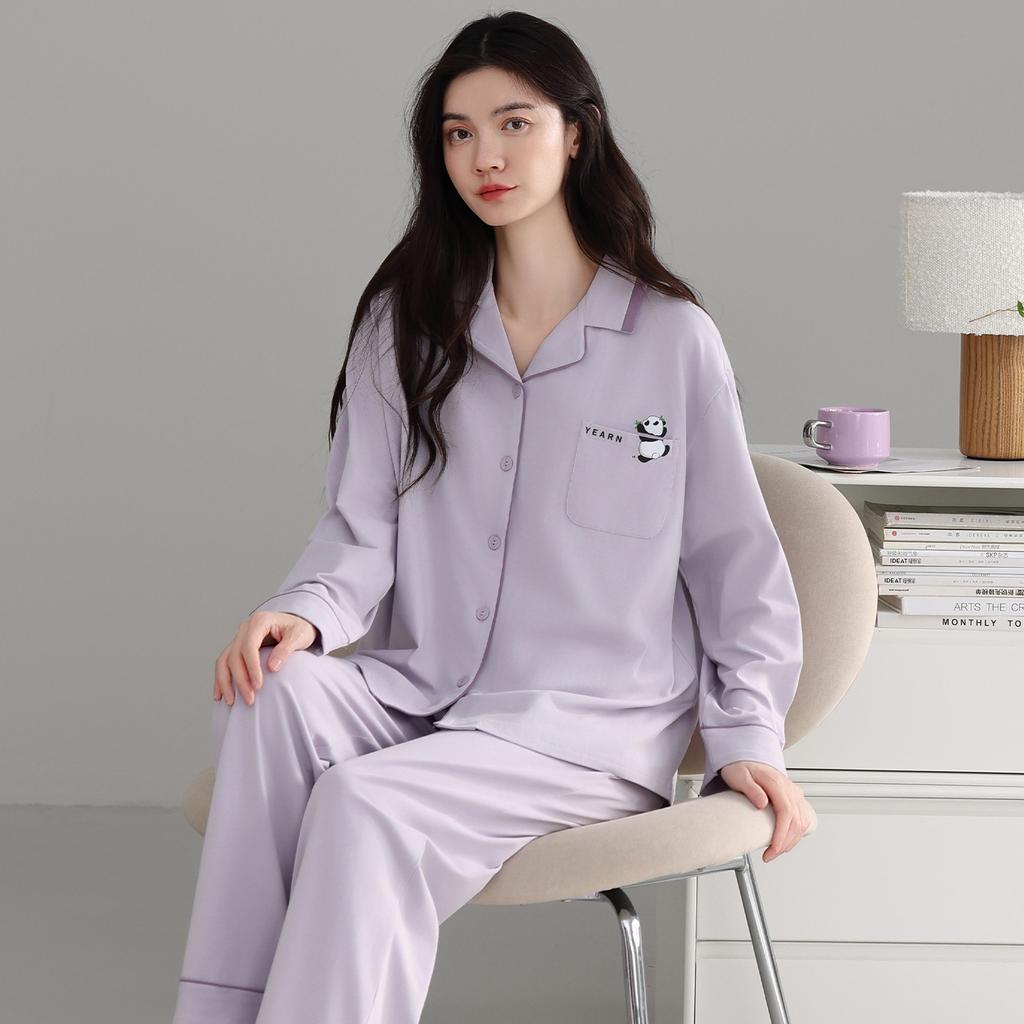 Pure cotton pajamas women's spring and autumn models, new cotton long-sleeved women's loungewear suit, casual and can be worn outside in autumn