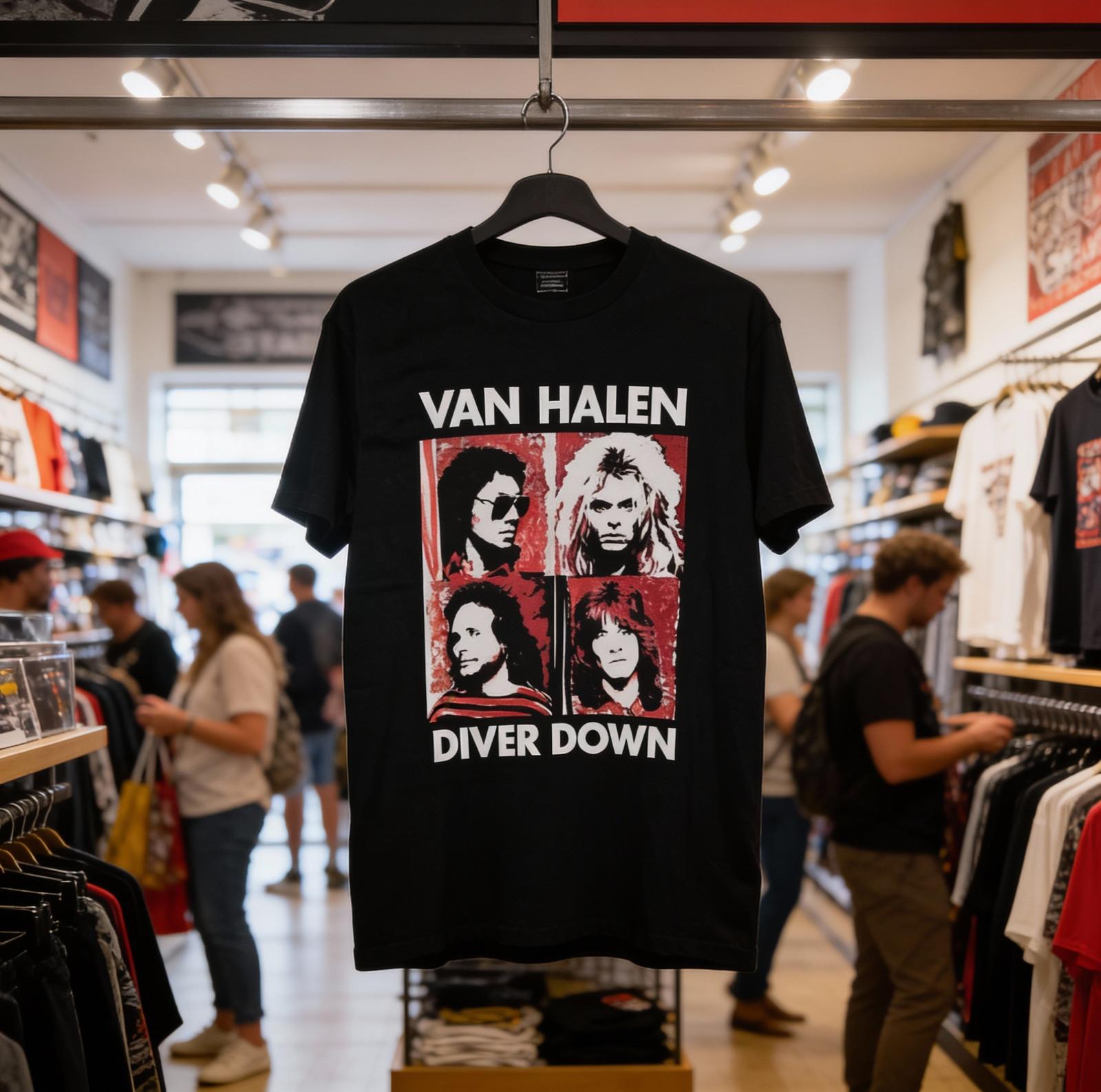 VAN HALEN DIVER DOWN BAND NEW BLACK T SHIRT M
