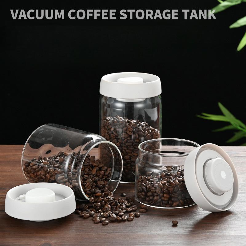 1800ml Coffee Beans Vacuum Sealed Tank Glass Food Storage Press Type Fresh-keeping Coffee Jar Air Extraction Transparent Jars