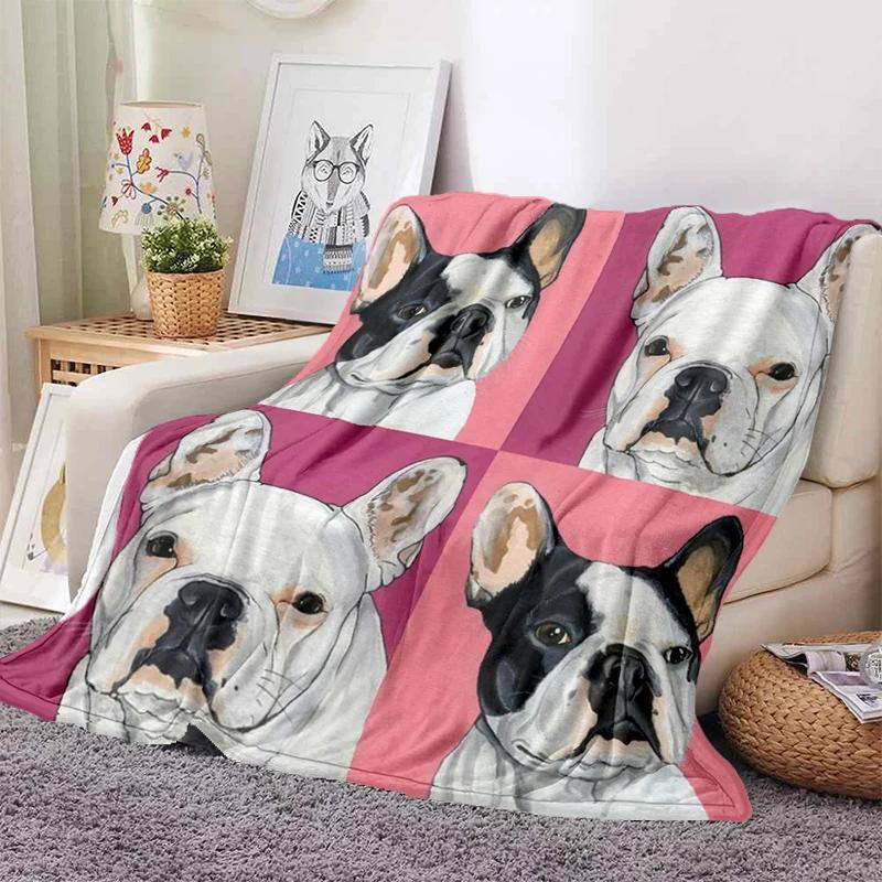 Boston Terrier Dog Pug Cartoon Blanket Super Soft Flannel Throw Blanket for Bedroom Couch Sofa Gift for Boy Girl King Queen Size