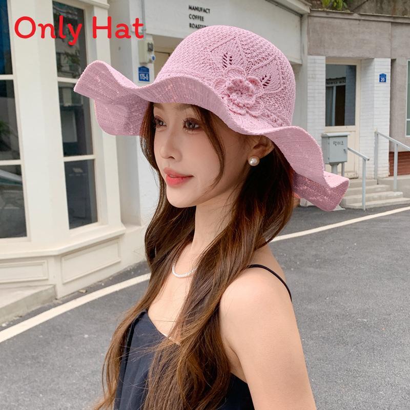 Ladies Wide Brim Sun Hat With Breathable Polyester Material For Uv Sunshade