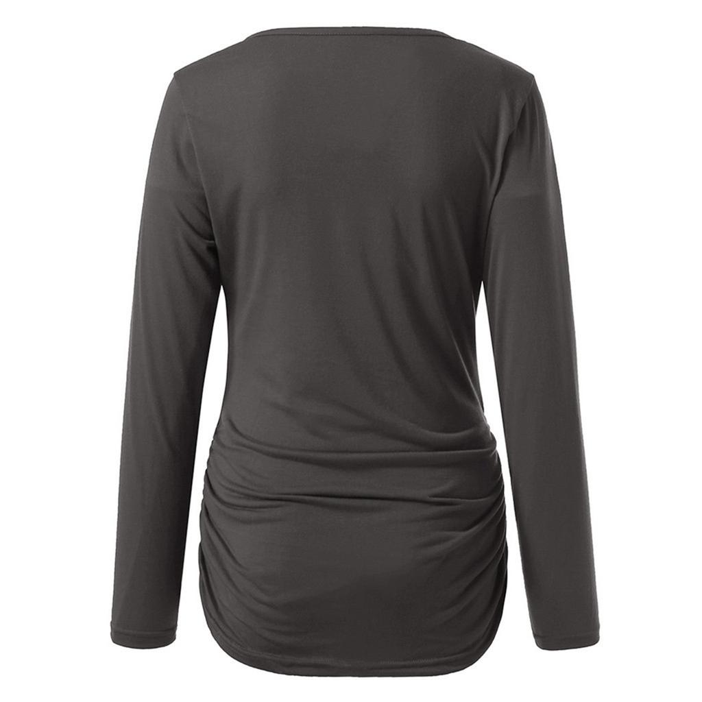 Women's Print Christmas Side Ruched Long Sleeve Maternity Top Pregnancy Clothes