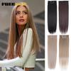 FREEDOM Synthetic Clip Hair Extensions 4Pcs/Set 24 Inch Long Straight Ombre Brown Blonde 8 Clips In Hair Extensions For Women