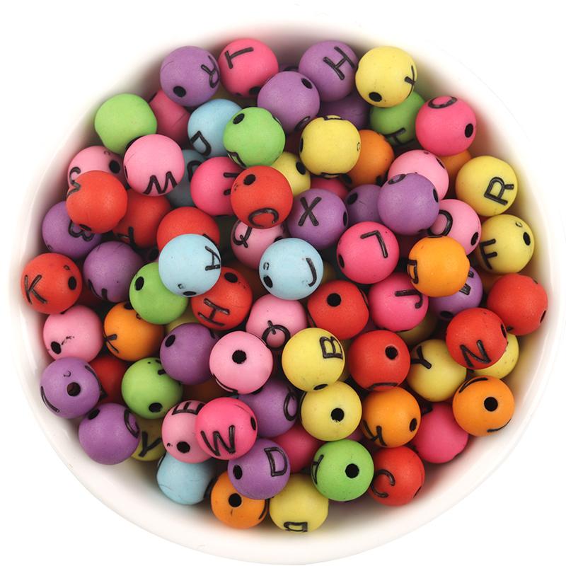 100pcs/Lot Mixed Round Flat Acrylic Letter Beads Alphabet Digital Cube Loose Spacer Beads For Jewelry Making Diy Bracelet