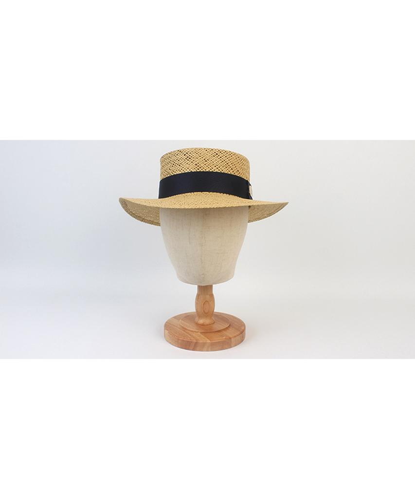 Beige Navy Line Panama Hat