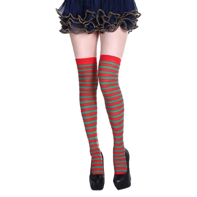 Damen Ringel Oberschenkelhohe Socken Über Knie Strumpfhosen Mehrfarbige Ringel Lange Strümpfe Weihnachten Halloween Cosplay Strumpfwaren