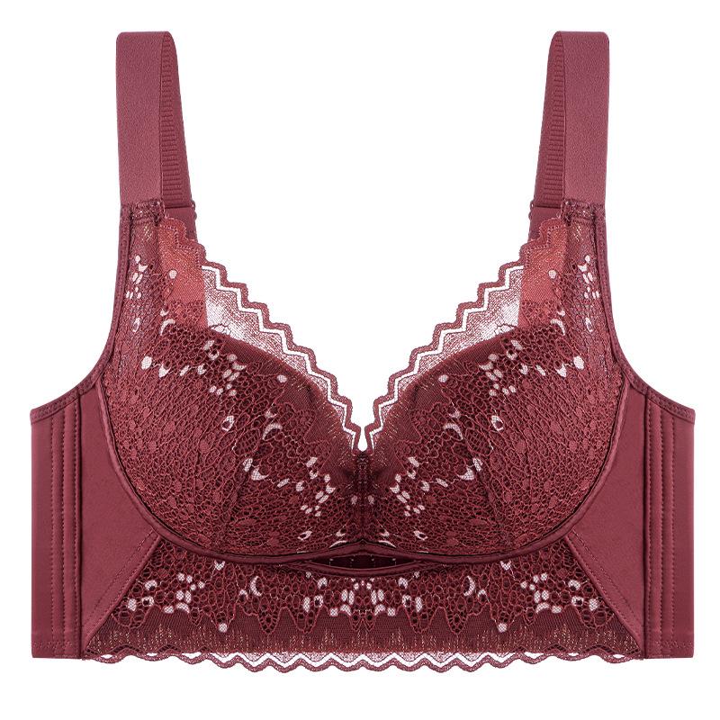 Elegant Lace Push-Up Bra: Medium-Thick, Wire-Free, Supportive for Small Busts