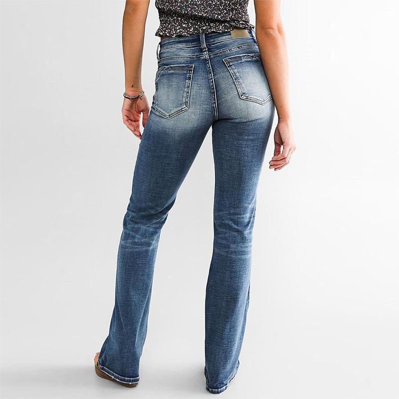 Women's Jeans Temperament Versatility Washed Slacks Denim Trousers