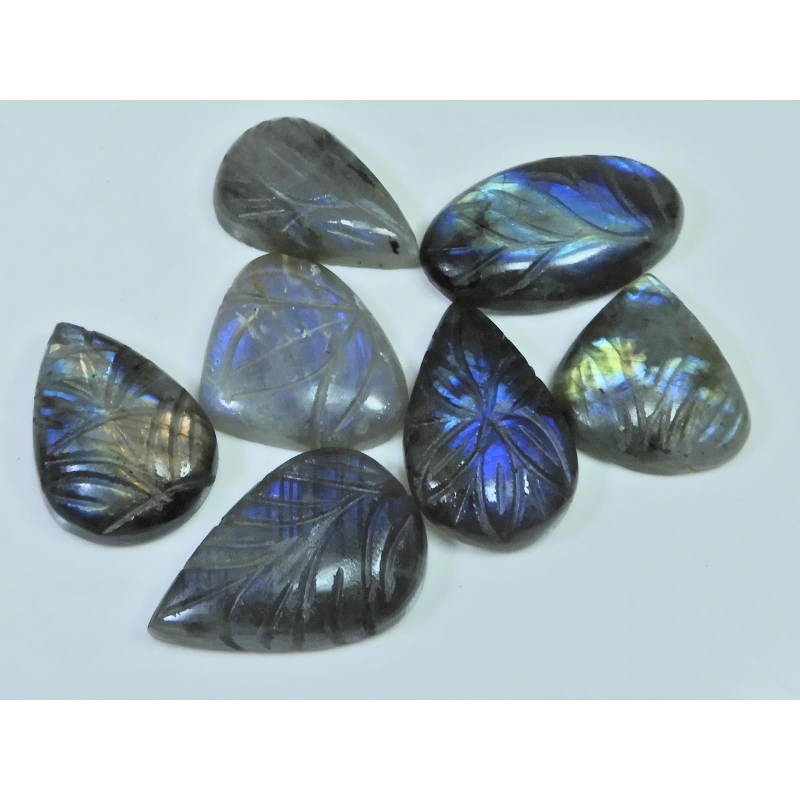 

181Cts. Natural Labradorite Carving Mix Cabochon Loose Gemstone 7Pcs Lot LL-1054